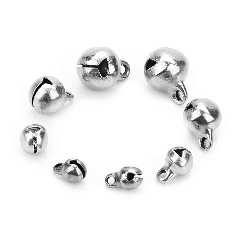 Sauvoo 30 stks/partij Rvs Jingle Bells 5mm 6mm 8mm 10mm End Charms Bead voor Armbanden kerst Ambachten Sieraden Decration