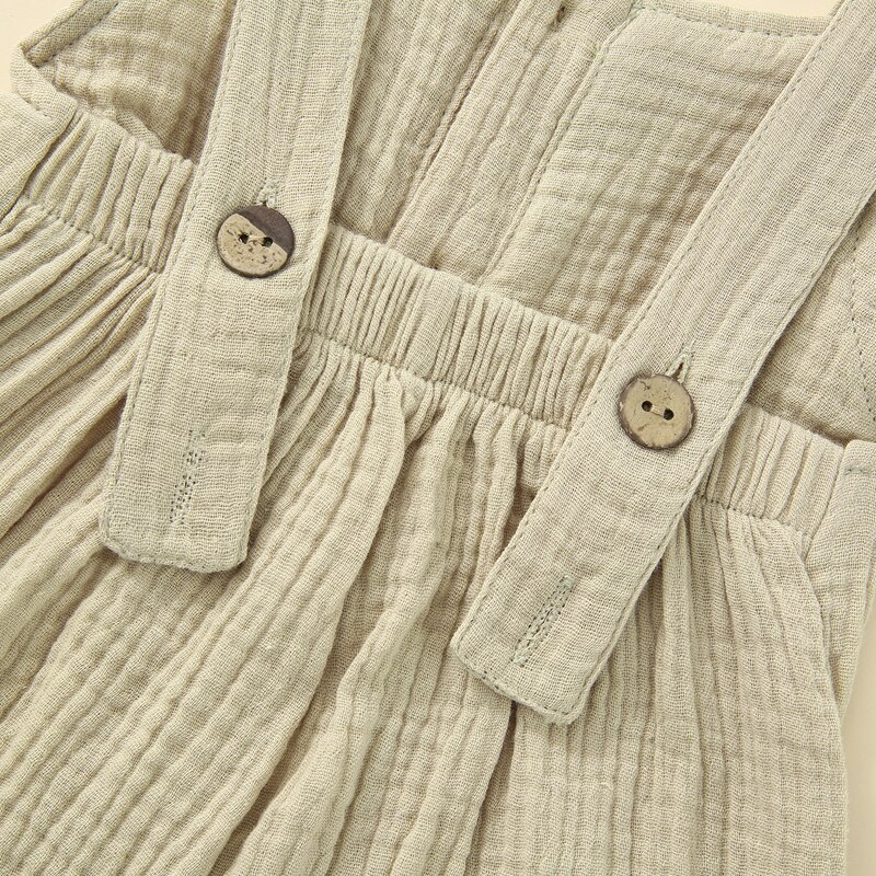 Kleine Jongens Meisjes Jarretel Broek, Zomer Peuters Effen Kleur Voorste Knop Pocket Decoratie Overalls Mouwloze Jumpsuit