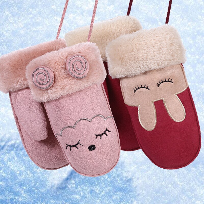 1 Pair Cartoon Child Mittens Winter Warm Kids Girl Gloves Knitted Children Toddler Teething Mitten Handschoen