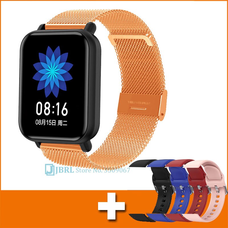 Melhor banda inteligente dos homens das mulheres pulseira inteligente rastreador de fitness para android ios smartband moda toque completo pulseira de pulso inteligente banda: gold add strap 11