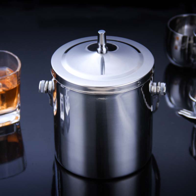 Stainless Steel Double Walled Ice Bucket Barware Serveware for Parties Events Gatherings With Tong: 2000ML