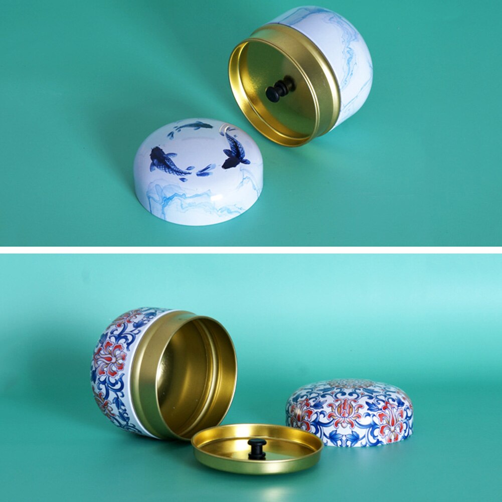 Classical Chinese double-lid tea cans, sealed oval tea cans, suitable for bulk tea, rock candy and coffee