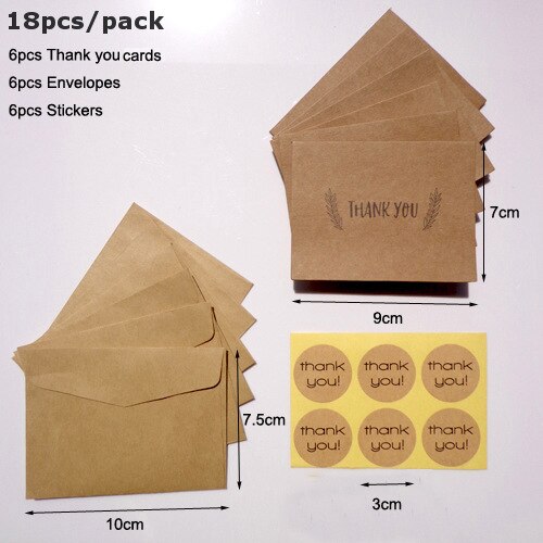 Paquete de 18 unidades de manualidades de papel Kraft rústico, tarjeta de agradecimiento, tarjetas de felicitación con sobres para suministros de bendición del Día de Acción de Gracias: B