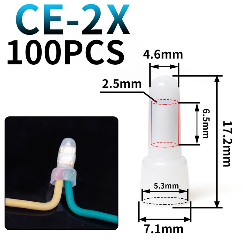 CE-1X CE-2X CE-5X Closed End Crimp Caps Electrical Wire Cable Closed Line Cap Terminal cable Connector Set AWG 12-10 16-14 22-16: Beige