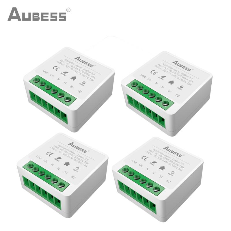Aubess zigbee 3,0 tuya smart light switch smart home automation diy module breaker supports 2 -way control works with alexa google: 4 pieces
