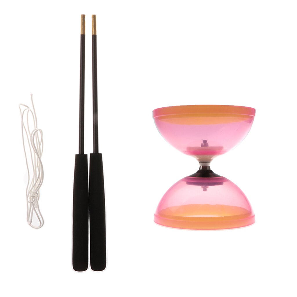Diabolos kinesisk yoyo 1- kuglelejer diabolo sæt med aluminium pinde og snor: Lyserød