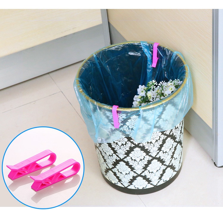 Cubo de basura para el hogar, 2 uds., bolsa de basura, Clip fijo, Clip de bloqueo, Clips creativos, bolsas de basura de plástico antideslizantes, Clip de sellado