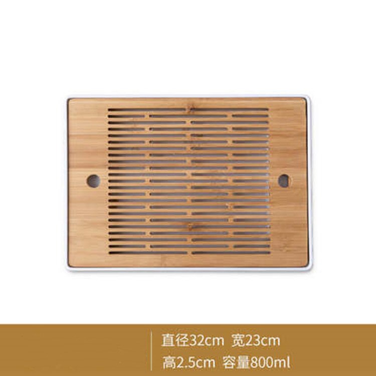 Melamine + Bamboo Tea Tray Water Storage Tray Modern Tea Set Tea Table Zen Tray Rectangular Traditional Bamboo Board Chinese Te: B