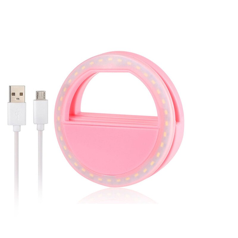 Selfie LED Ring Flash luz para selfie telefoon lens lampka doen telefonu voor iPhone xr Samsung a70 a50 s10 Mobiele telefoon Licht Clip: pink