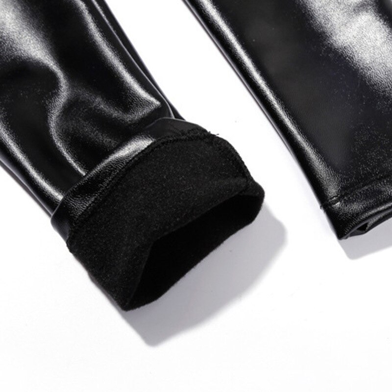 2 3 4 5 6 7 8 9Y kids baby girls autumn winter thickne warm solid pants children Pencil pants girl Skinny leather pant: thick / 5-6Y