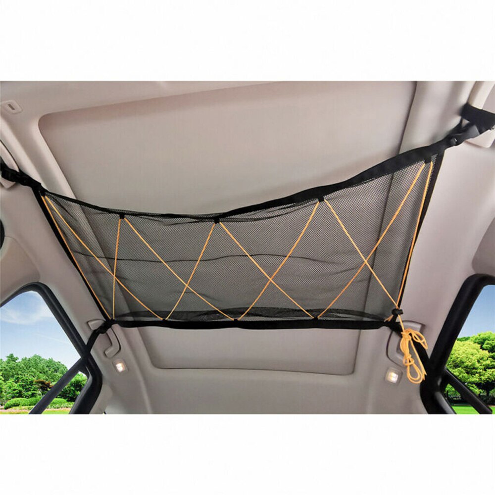 90 * 65cm bilars taknät elastiskt svart tak lastficka mesh förvaringsväska arrangör utomhustillbehör för skåpbil lastbil