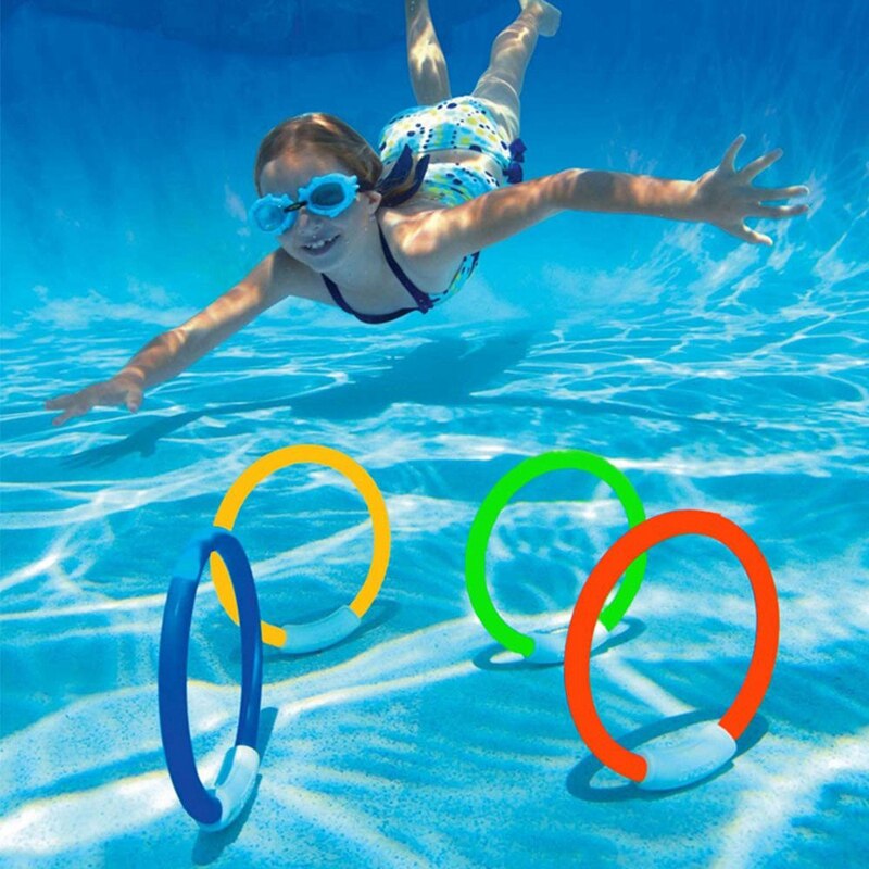 Dykkerlegetøj undervandssynkende swimmingpoollegetøj, dykkeringe og pinde, torpedoer, vandgræs, dykkertræning for børn ( p