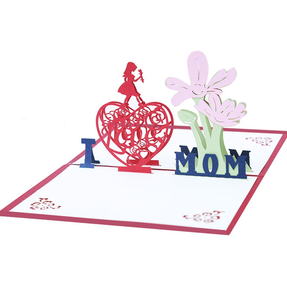 3D Greeting Cards I Love Mom Paper Craft Wish for Womens Day Moms Birthday Mothers Day