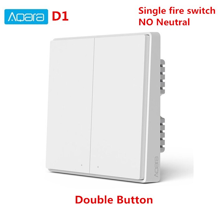 Aqara-Interruptor de pared inteligente D1 Zigbee, interruptor de luz inalámbrico con 3 botones y Control de voz Neutral para Xiaomi mijia mi home homekit: wall double key