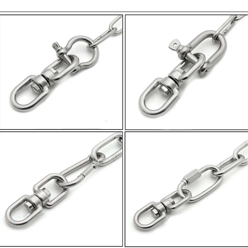 1 stk  m20 rustfritt stål rett lenket kjedeslynge løfte universal svingbare kjede slynge ring øye til øye rigging kjæledyrring