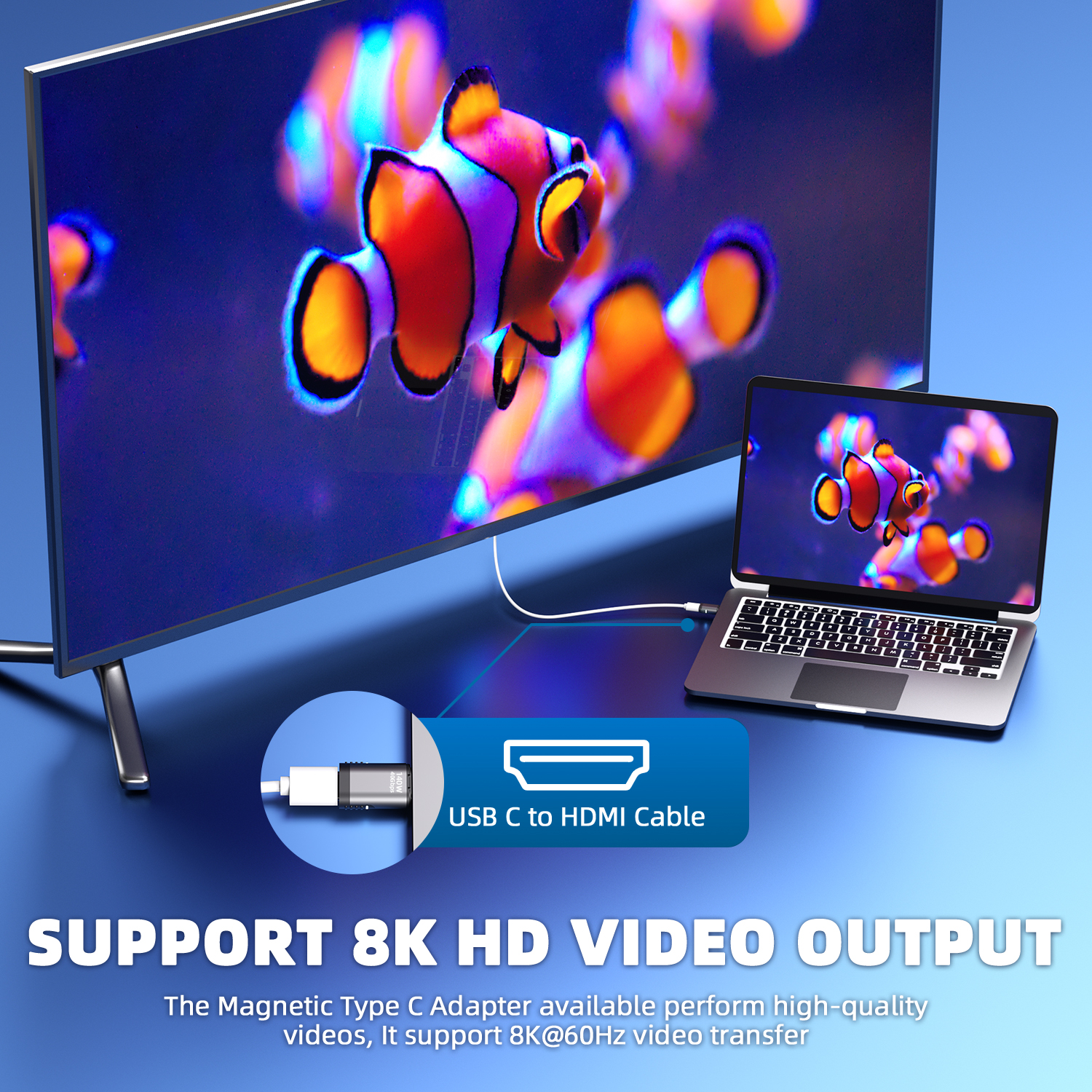 Adaptador magnético USB 4,0 de 140W, USB C a tipo C, 40Gbps, conector de Cable convertidor magnético de carga rápida, adaptador USB tipo C de 8K @ 60Hz