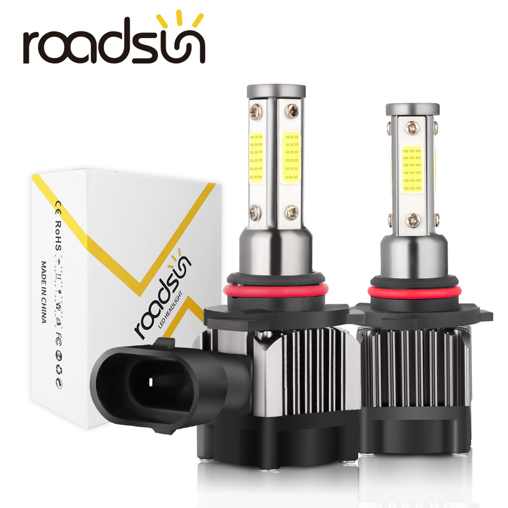 Roadsun – ampoules LED pour phares de voiture, feux antibrouillard automatique, faisceau haut et bas, H4 H7 H8 H9 H11 LED 9006 HB4 9005 HB3 6000K 12V 12000LM