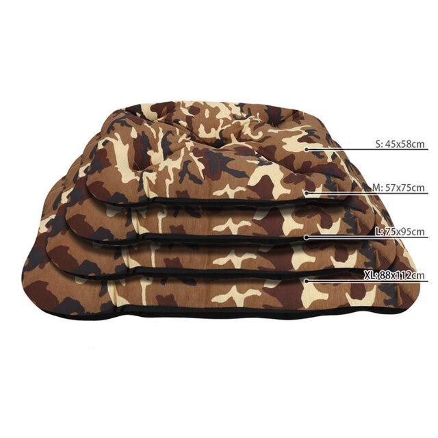 MASCOTALANDIA Cama para perros y gatos camuflaje ovalada Colchoneta para perro y gato para casa Colchón suave y cálido Esterilla transpirable para mascotas Fondo impermeable y antideslizante Cojín calida cómoda: MARRON / S