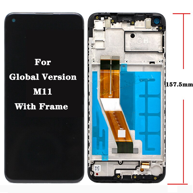 Original Für Samsung Galaxis M11 LCD M115 SM-M115 M115F M115G/DS LCD Anzeige Touchscreen Digitizer Glas Montage mit rahmen: global mit Rahmen