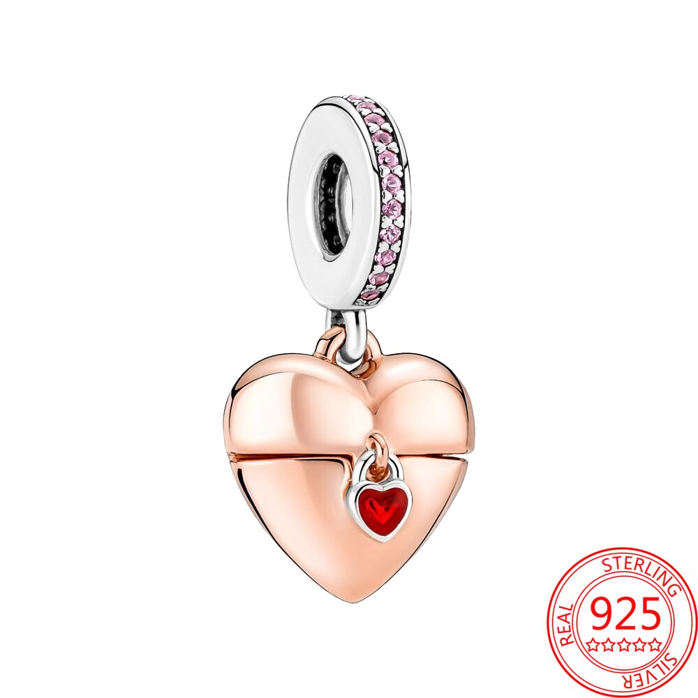 Real 925 Sterling Silver Openable Heart Locket Dangle Charm Fit Brand Bracelet Women's Wedding Party Silver Jewelry: Locket.2