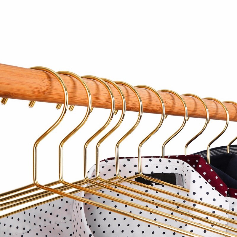 15Pcs Copper Gold Metal Clothes Shirts Hanger with Groove, Heavy Duty Strong Coats Hanger, Suit Hanger Gold