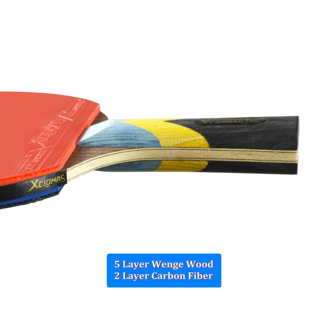 Xc lohas krachtige wenge houten tafeltennis rackets set 6 sterren pingpongbatjes met polyester rits tas