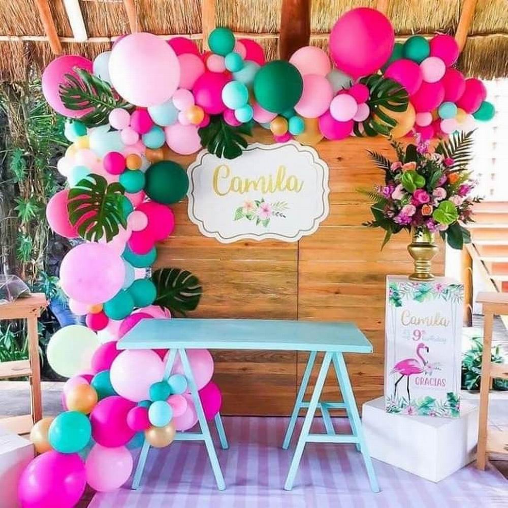140pcs Tropical Balloon Garland Arch Kit for Hawaii Flamingo Party Decorations Birthday Party Luau Summer Beach Party Supplies