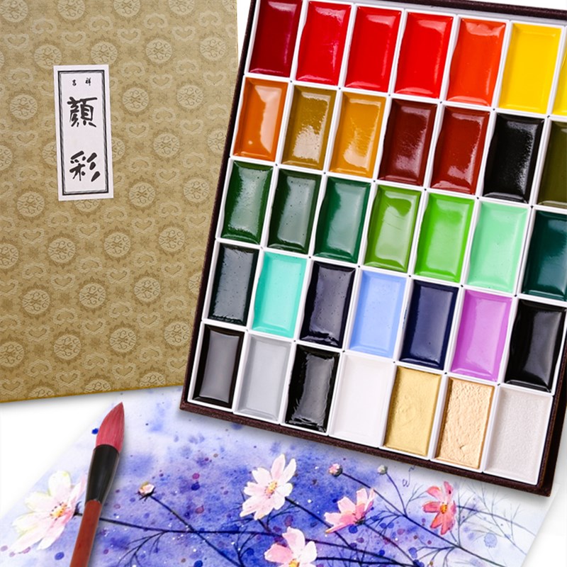 Sakura-Juego de acuarelas de colores sólidos, suministros de Arte de pintura de acuarela avanzada , color nacarado, 24/48/60 colores