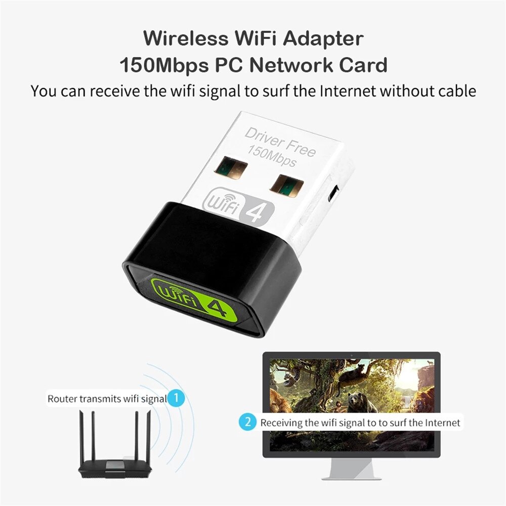 Kebidumei Mini 150Mbps Network Card USB Wireless Free Driver 2.4GHz USB2.0 Wifi Adapter WiFi Adapter 802.11n For Laptop Desktop