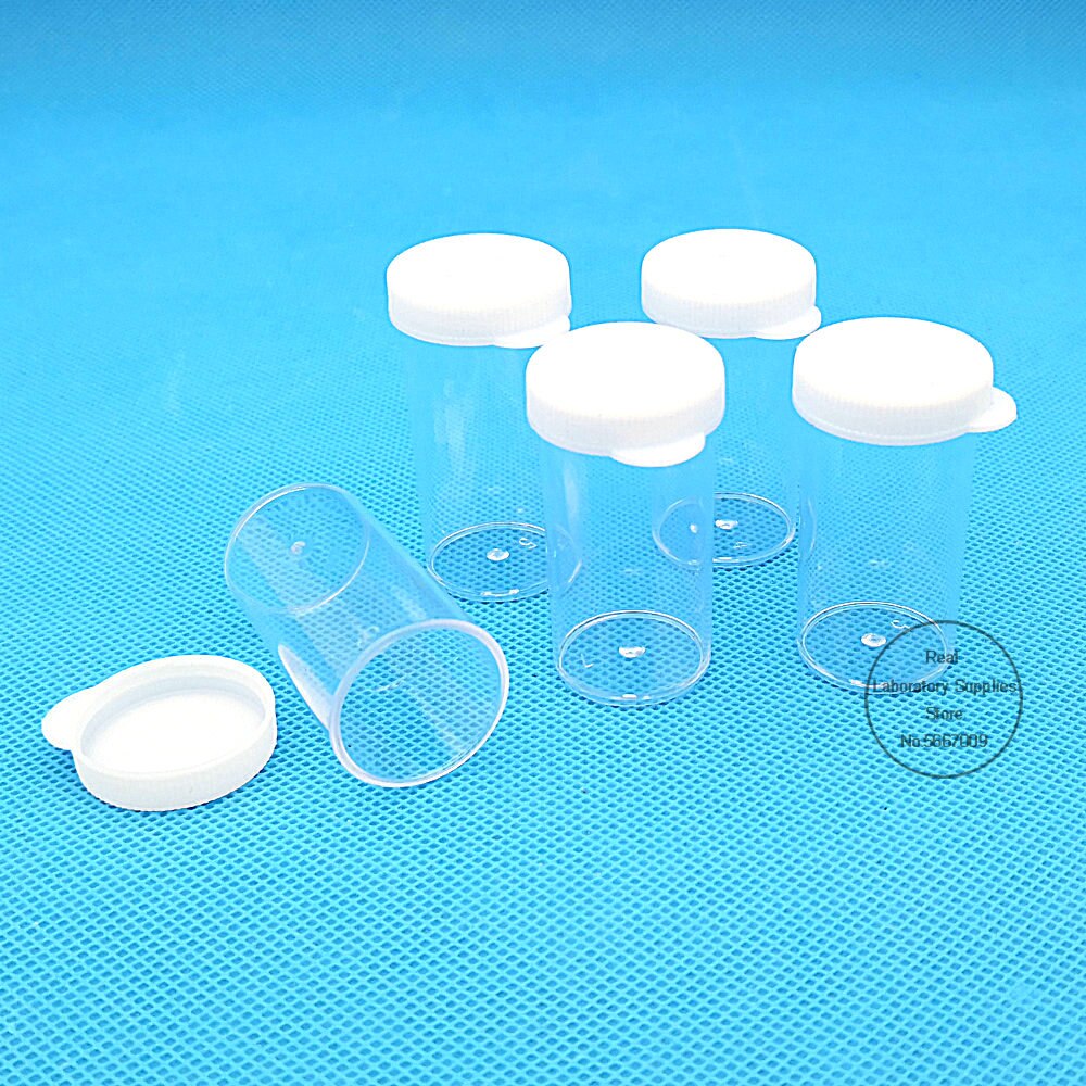 50pcs/lot 24x45mm Lab Flat Bottom Plastic Test Tubes Sample cup packing tube With White cover