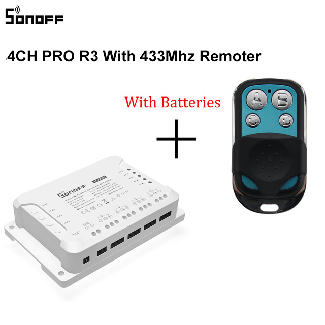 Itead SONOFF 4CH PRO R3 Wifi 4 Gang Light Timer Switch 433Mhz Smart Home Switch modulo relè telecomando Wireless a 4 canali: 4CHPROR3 With RC