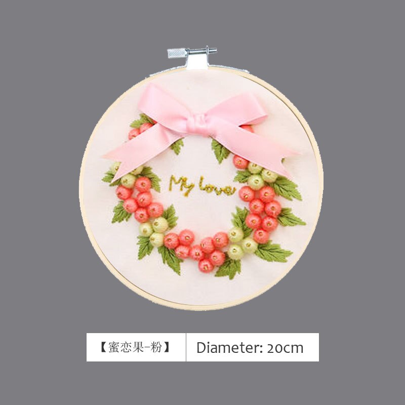 3D Lint Boog-knoop Borduren Handwerken Kruissteek Naaien Met Hoepel Kits Voor Beginner Handgemaakte Ambachtelijke Kerst Creatief Decor: C / 15cm Bamboo Hoop kit