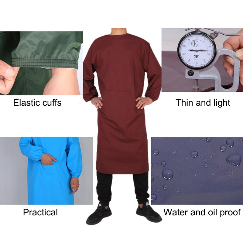 Bata impermeable reutilizable unisex, prenda de trabajo resistente al aceite y apta para la limpieza del hogar