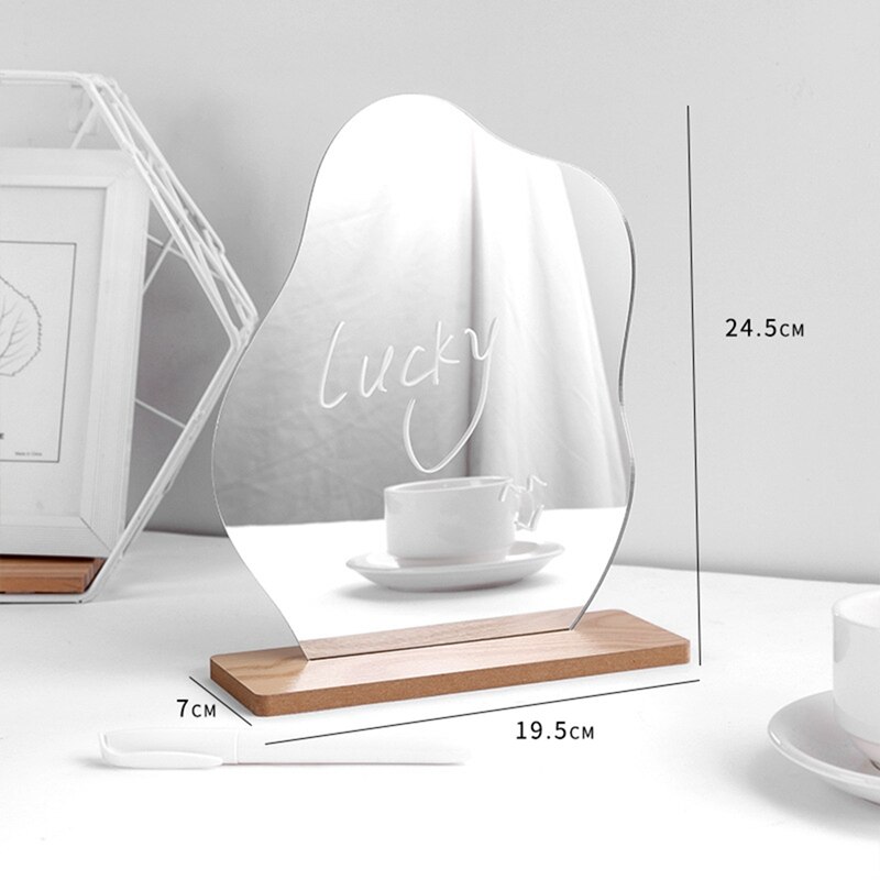 Koreaanse Stijl Make-Up Spiegel Ins Acryl Decoratieve Spiegel Houten Base Cosmetische Beauty Tools