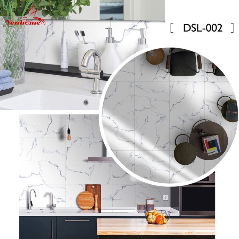 Removable Self-adhesive Marble Floor Wallpaper Decals PVC Floor Decorative Film Living Room Kitchen Backsplash Tile Wall Sticker