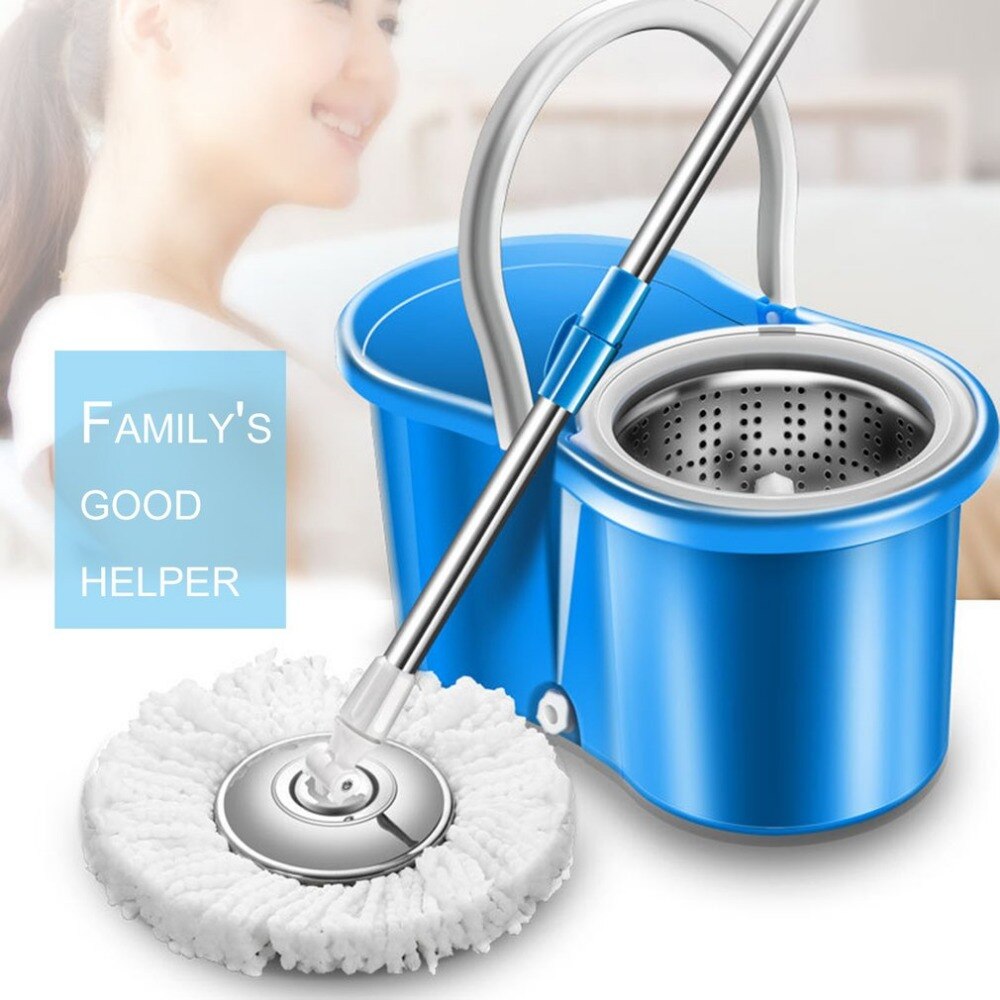 Practical Home Use Magic Floor Cleaning Mop 360 Degree Rolling Spin Self-Wring Fiber Cotton Head Floor Mop Set