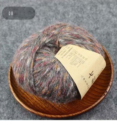 Fil de laine d'alpaga coloré 50g/balle, fil de cachemire moyen et épais pour tricoter, écharpe, manteau: 08