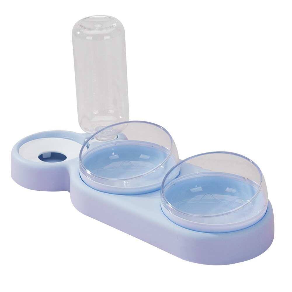 Automatische voerbak voor honden en katten, voerbak met waterdispenser, dubbele drinkbak, verhoogde staande kom, kommen met dierenbenodigdheden: Blauw