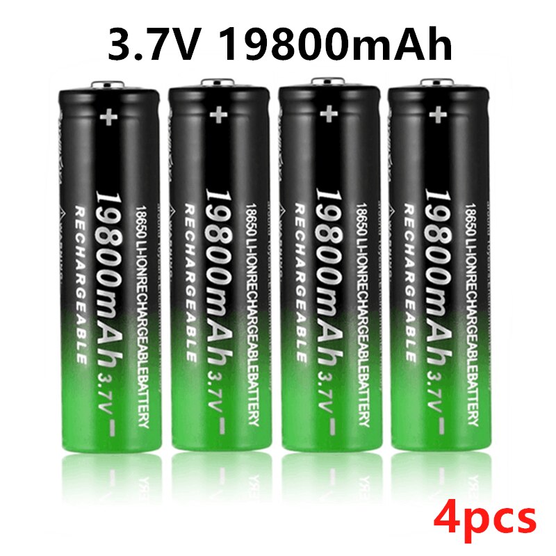 100% 18650 Lithium Batteries Flashlight 18650 Rechargeable-Battery 3.7V 19800 Mah for Flashlight + 401 charger: White