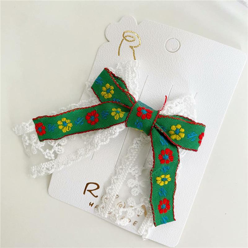 Épingle à cheveux en dentelle pour enfants petite fille pince à cheveux latérale Style ethnique chapeaux tissu arc cheveux accessoires Clips pour les filles: 5