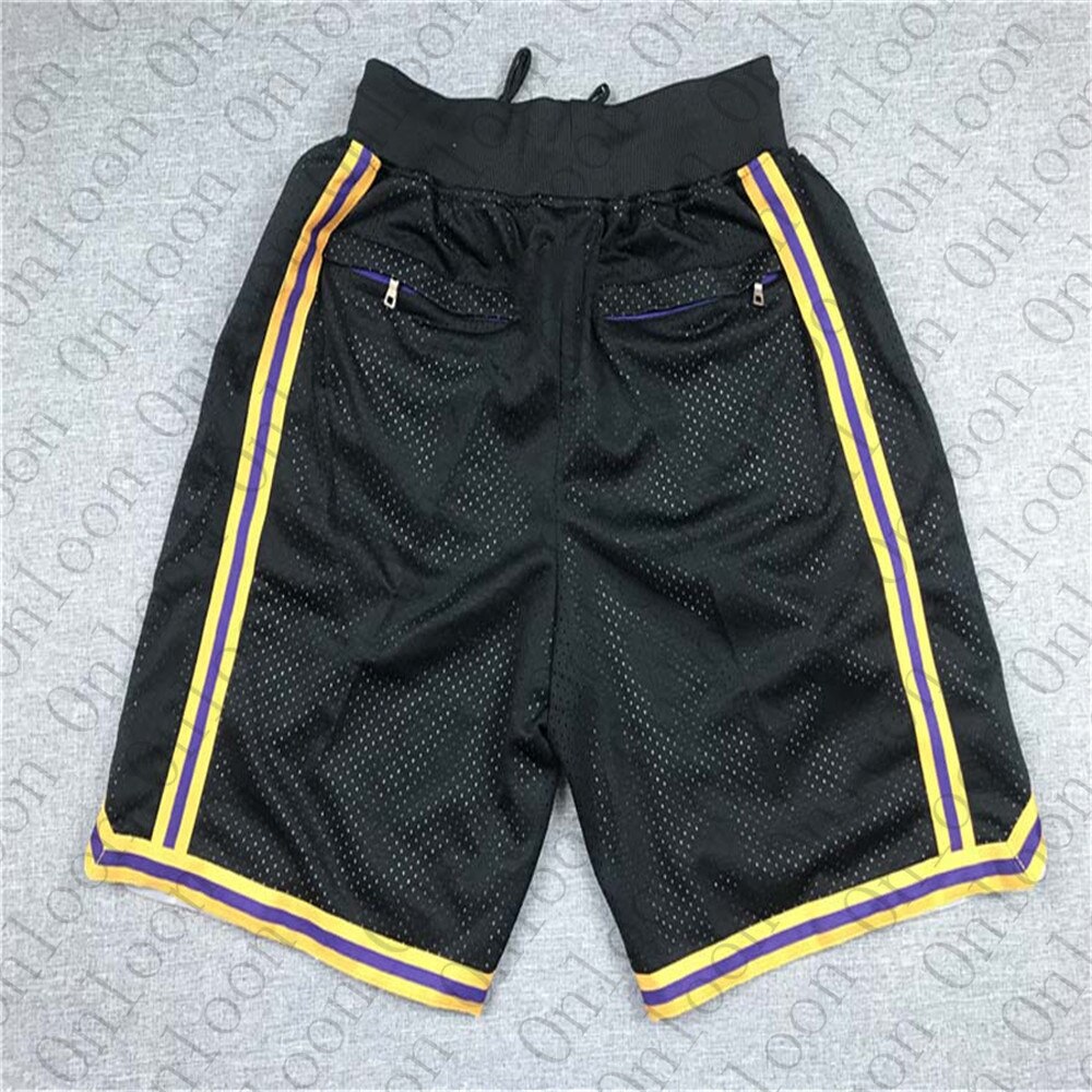 Mens Amerikanischen Basketball Kurze Angeles Stickerei Shorts Sport Pantalones Cortos Hombre kurzen korb: Black / XL