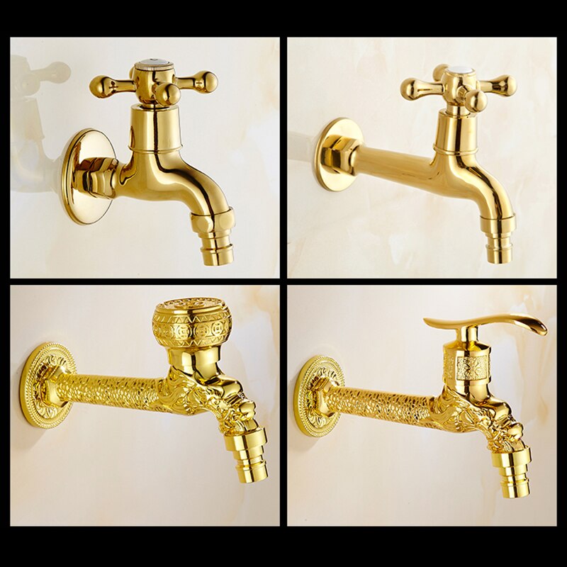 Golden Washing Machine Crane Decorative Outdoor Faucet Garden Bibcock Tap mop Faucet
