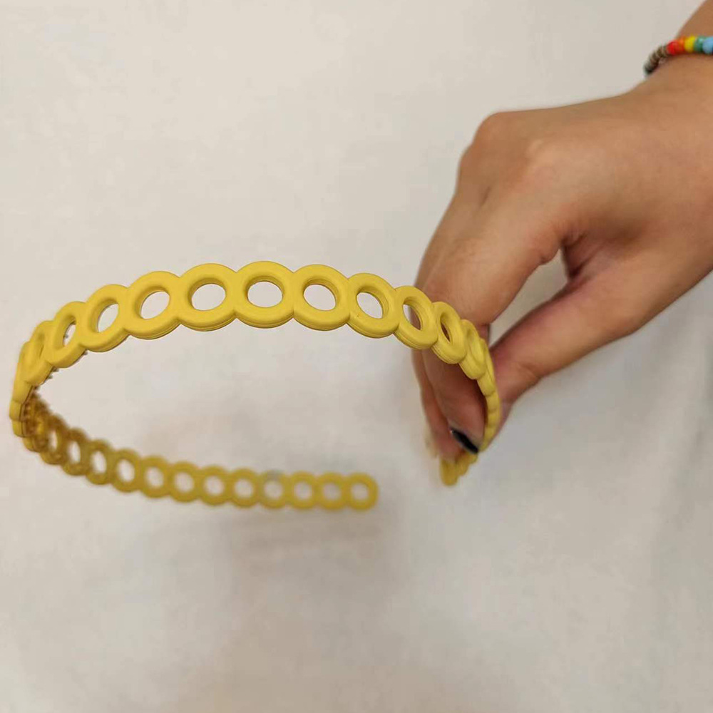 Nouvelle peinture en caoutchouc trou rond en plastique cheveux accessoires visage lavage fille dames Simple givré bandeau: YELLOW