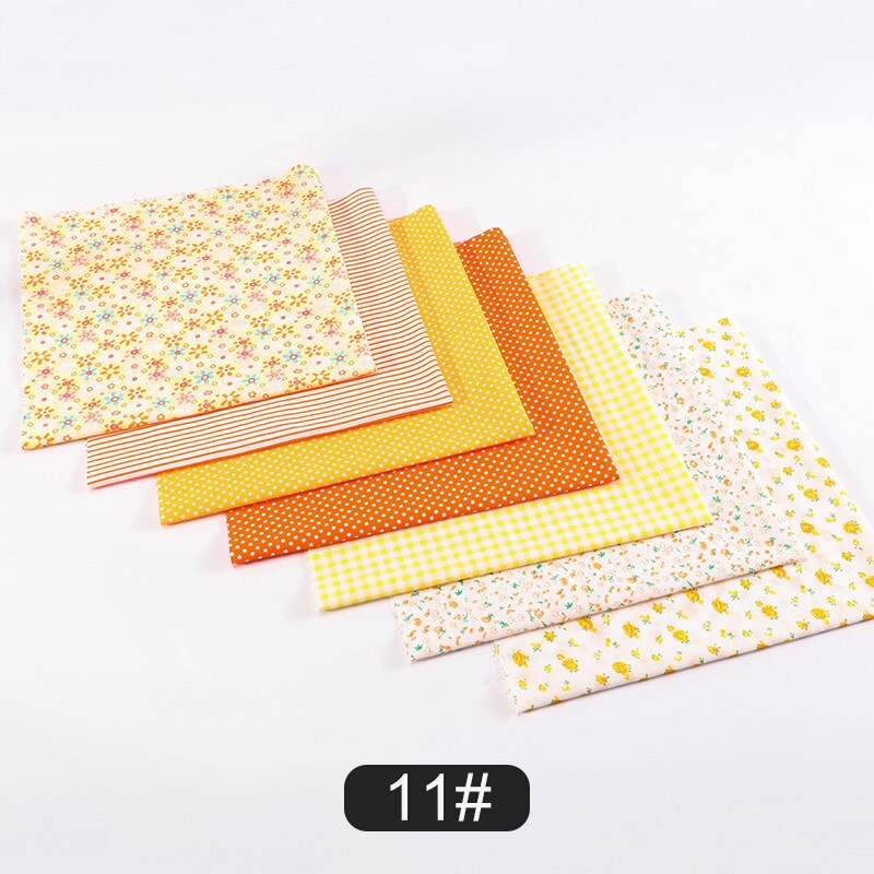 7 morceaux de tissu assorti 25*25cm groupe tissu uni pur coton petite fleur fait main bricolage coton: 11