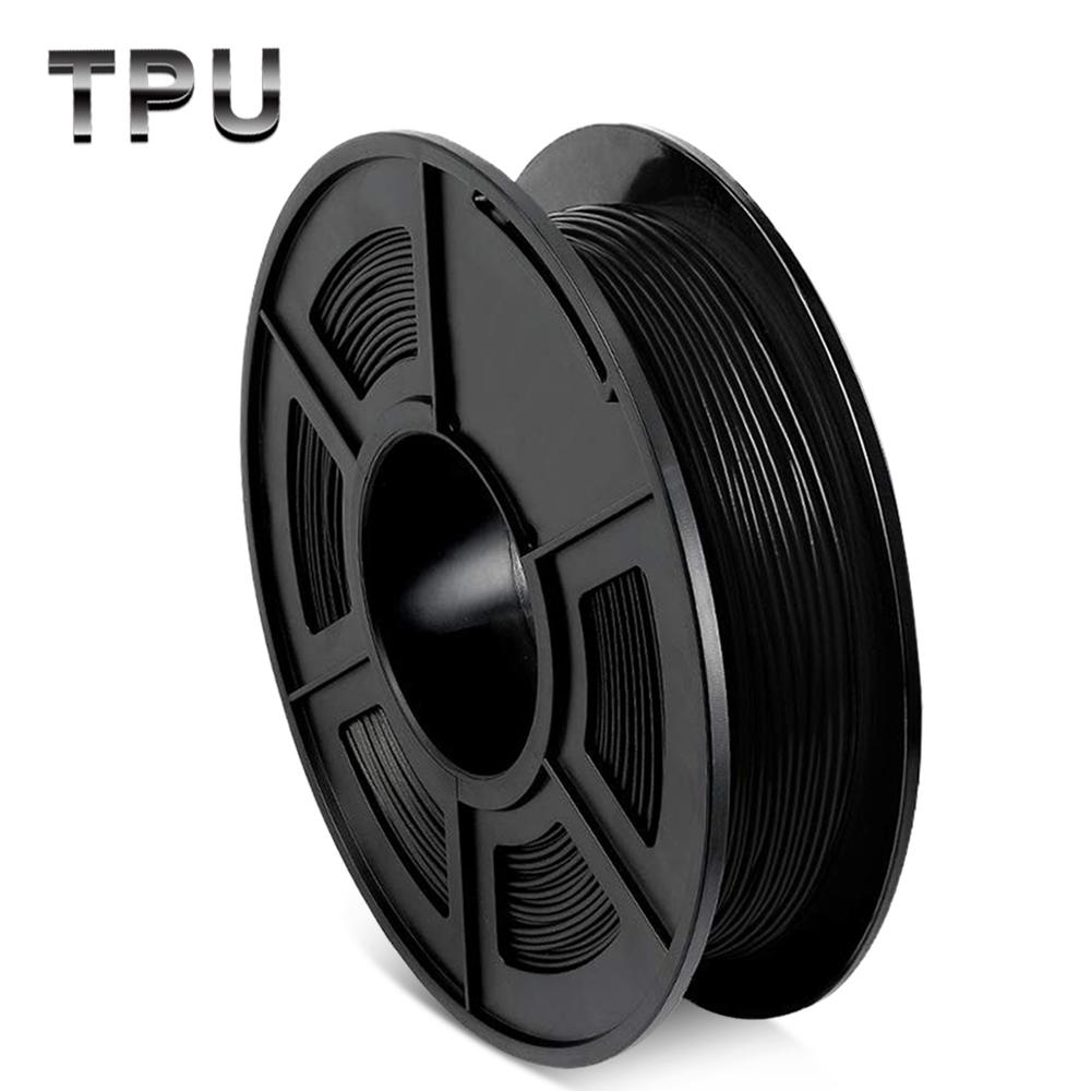 TPU 3D Printing Filament Black Flexible 1.75mm 0.5kg Filament Roll Plastic Filaments for 3D Printer Colorful Printing Material: TPU Black-0.5kg
