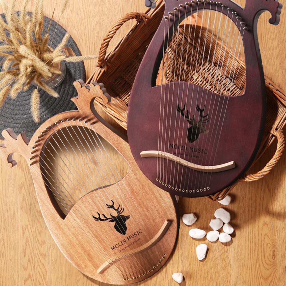 Lyre ARPA de madera maciza cóncava de instrumento Musical venado en forma de 6 cuerdas de viaje entretenimiento portátil