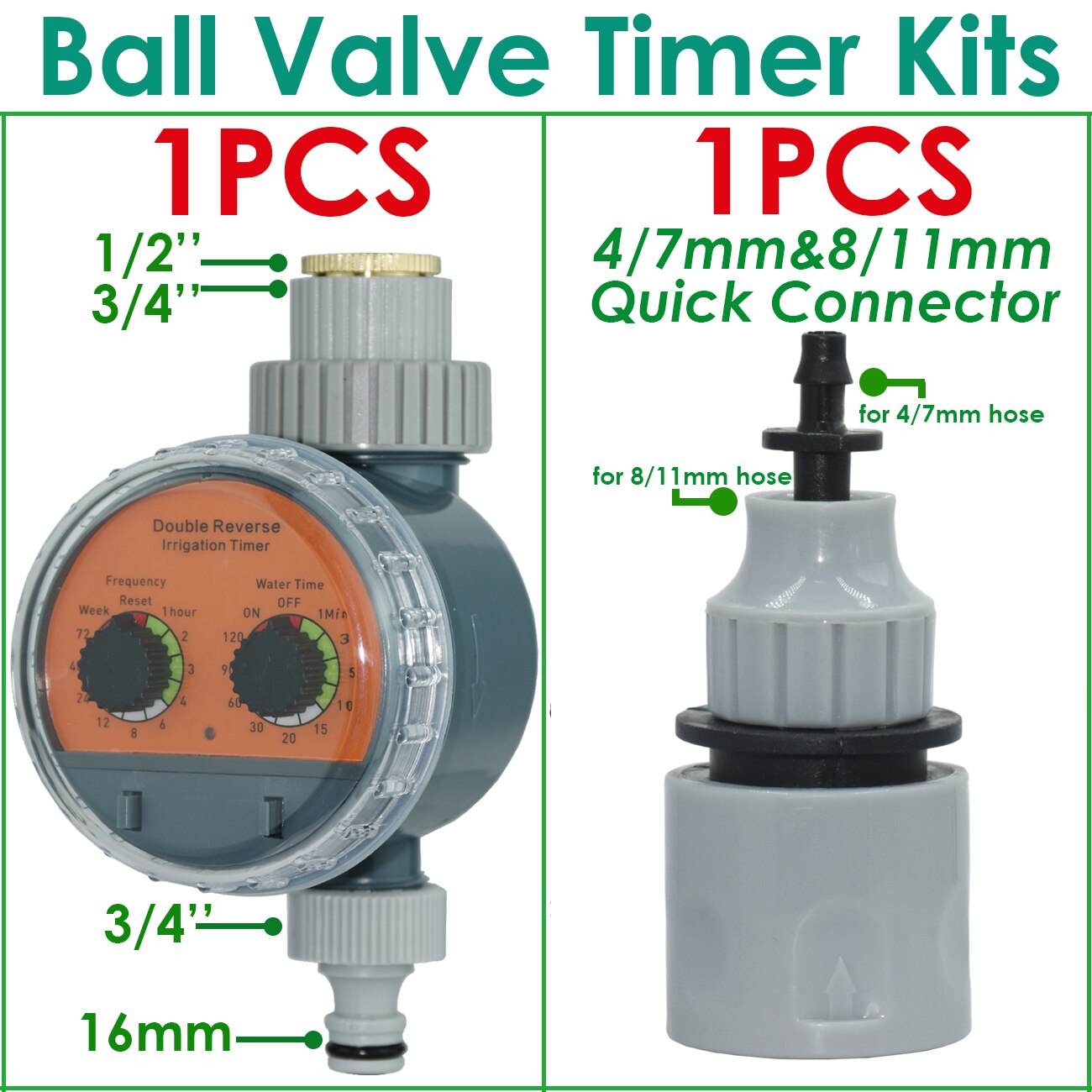 Garden Ball Valve Water Timer Double Dial Automatic Electronic Watering Timer Home Garden Irrigation Irrigator Controller System: WHITE