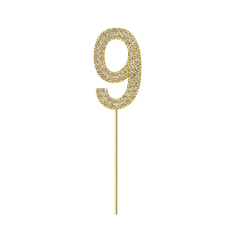 Glitter Alloy Rhinestone 0-9 Number Cake Toppers Gold Silver Digital Cupcake Topper Wedding Birthday Party Dessert Decorations: Orange