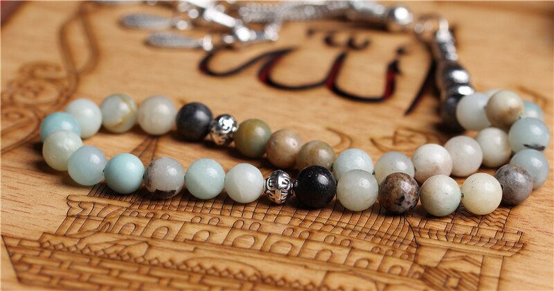 Handgemaakte Moslim Gebed Kralen Natuurlijke Ei Steen 8Mm Islamitische Tasbih Tasbih