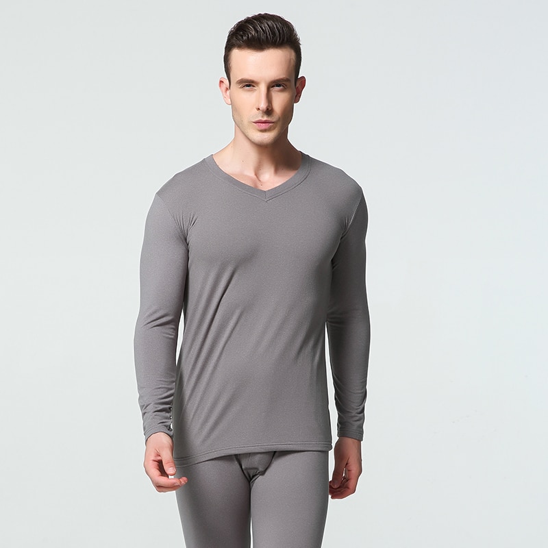 1 Sets Winter Long Johns Men Thermal Underwear Sets Simple Solid V-neck Keep Warm For Man Male Clothing Sleep Wear Spring Autumn